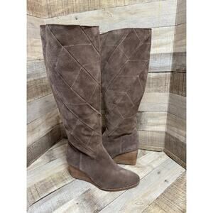 NWOT Lucky Brand LK-Preeka Wedge Tall Boot Brown Suede Size 8.5